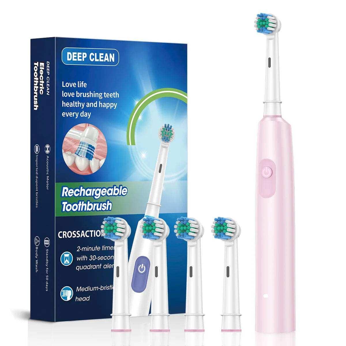 Escova de Dente Elétrica Rotativa Recarregável