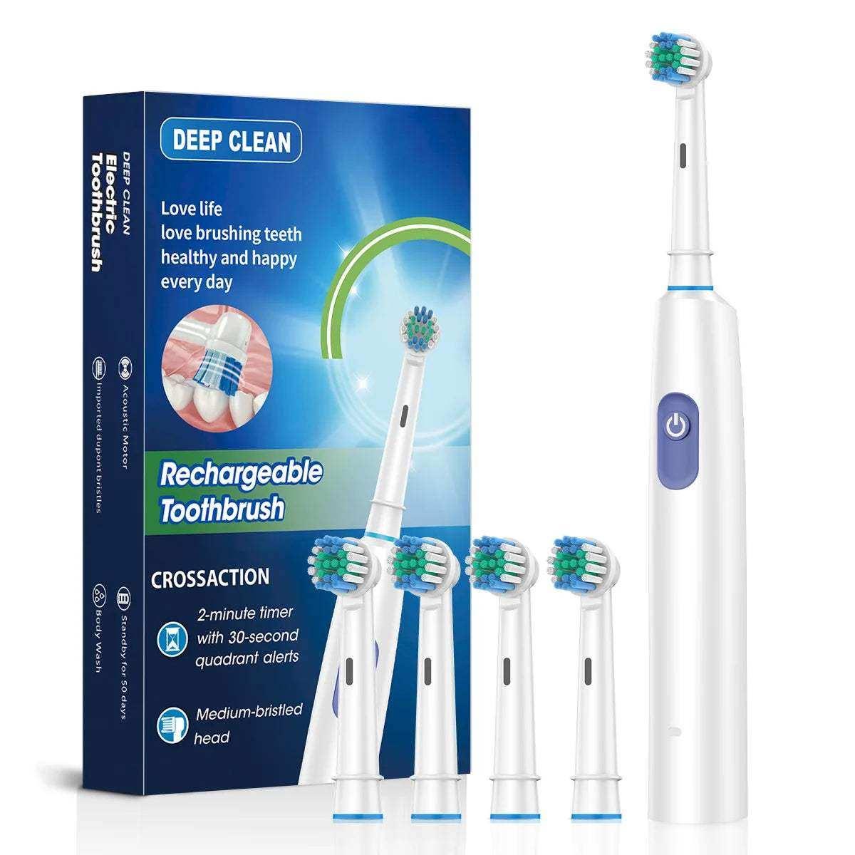 Escova de Dente Elétrica Rotativa Recarregável