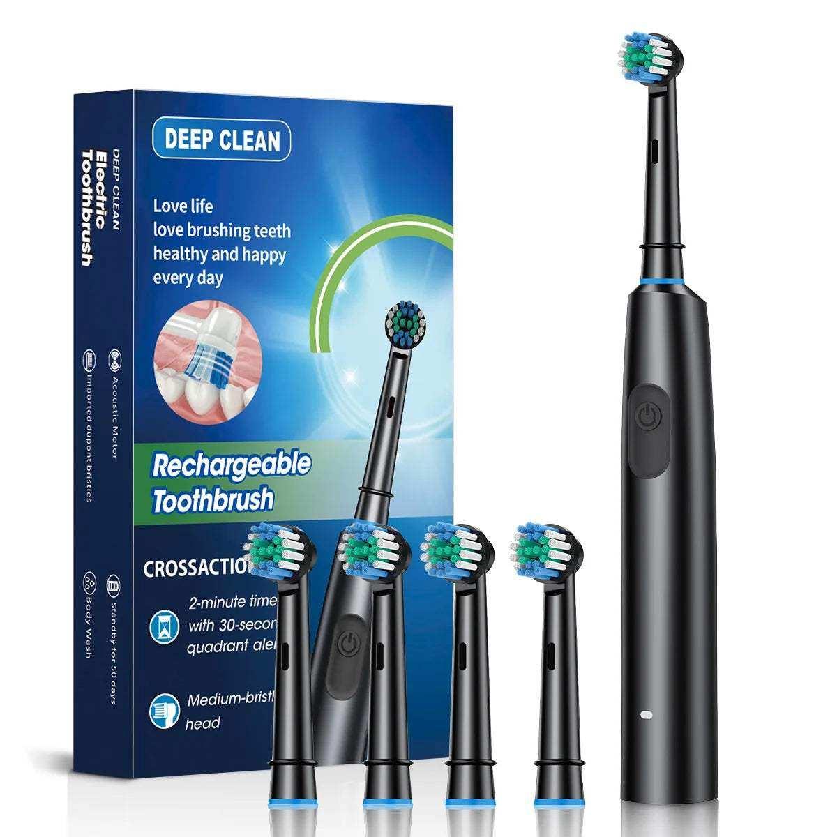 Escova de Dente Elétrica Rotativa Recarregável