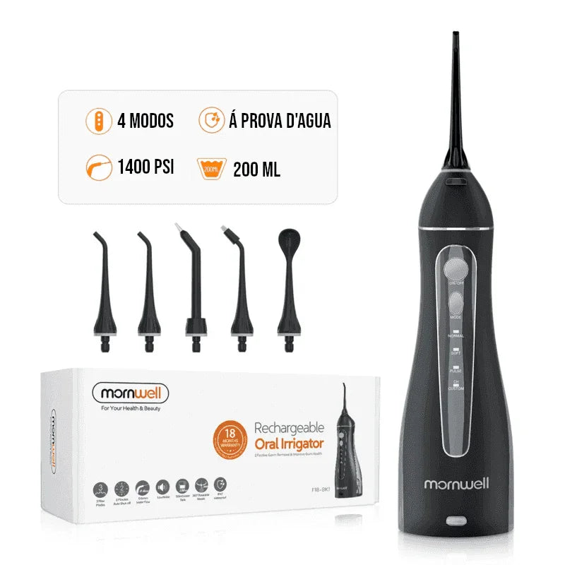 Irrigador Oral Portátil 200ml com 5 Bicos USB