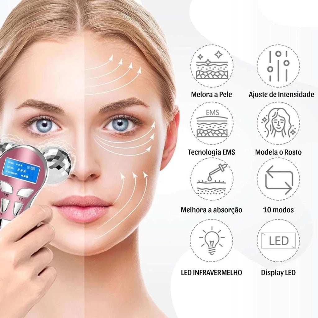 Massageador Facial Roller Com Microcorrente